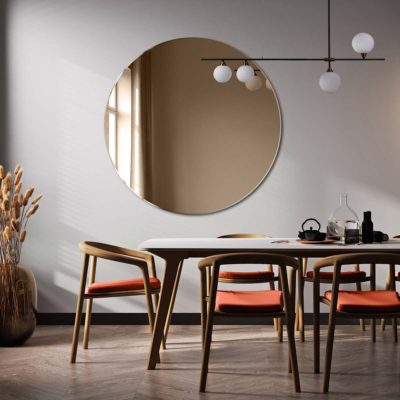 Lustro okrągłe brązowe