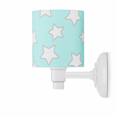 Uroczy kinkiet dziecięcy Blue Stars w białe gwiazdki