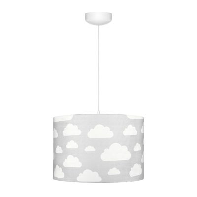 Dziecięca lampa wisząca Chmurki Gray z abażurem