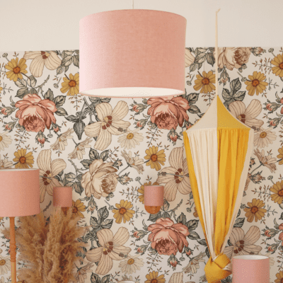 Różowa lampa wisząca Lniana Pink do pokoju dziecięcego