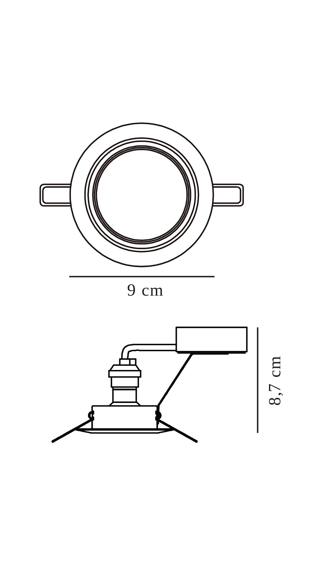 Zestaw 3x oczko Triton w szarym kolorze