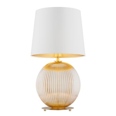 Kremowa lampka stołowa Hamilton na szklanej podstawie