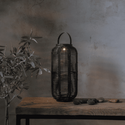 Pleciony lampion ogrodowy LED solarny Runda