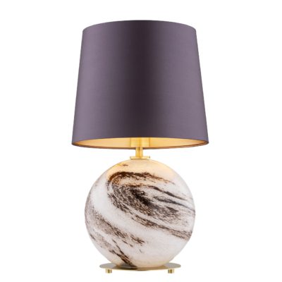 Unikatowa lampka stołowa Harlem z fioletowym abażurem