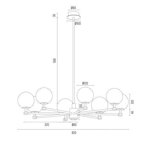 Żyrandol z kloszami imitującymi marmur Aruba