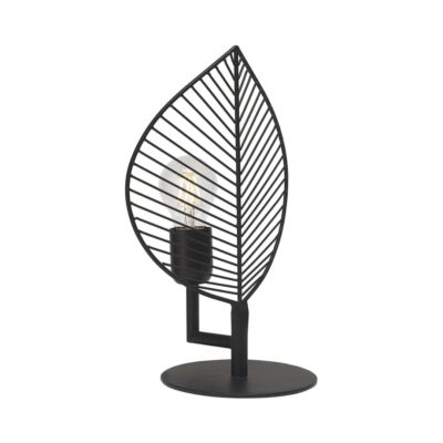 Czarna lampka stołowa Elm z kloszem imitującym liść