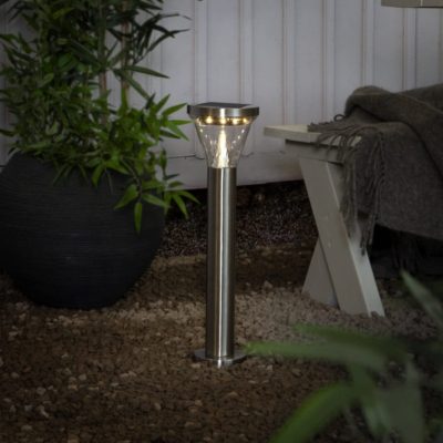 Srebrna lampa solarna Aviana do ogrodu