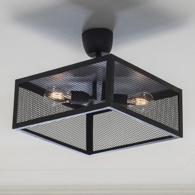 Czarna lampa sufitowa Grid 2 w nowoczesnym stylu