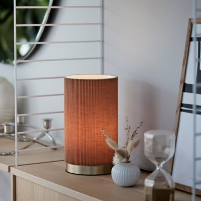 Brązowa lampka nocna Dora z papierowym abażurem