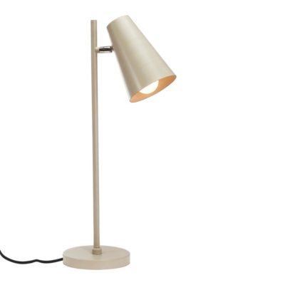 Beżowa lampka stołowa Cornet z metalowym kloszem