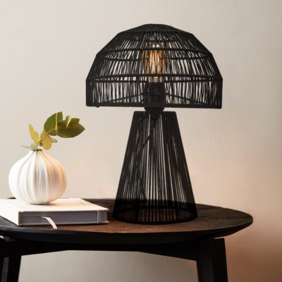 Czarna lampka stołowa Porcini w unikatowym designie