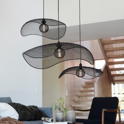 Metalowa lampa wisząca Vivi z siateczkowym kloszem