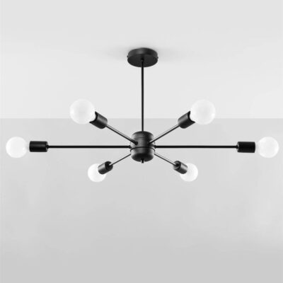 Nowoczesna lampa sufitowa Agapit 6 w czarnym kolorze