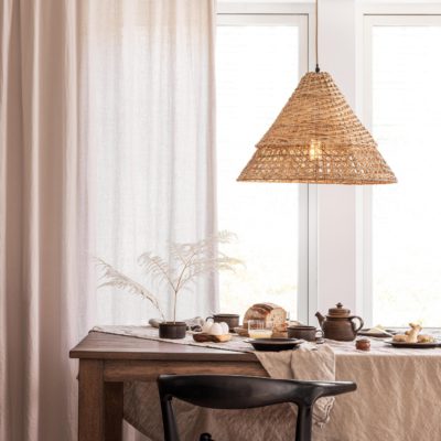 Rattanowa lampa wisząca Pune w naturalnym kolorze