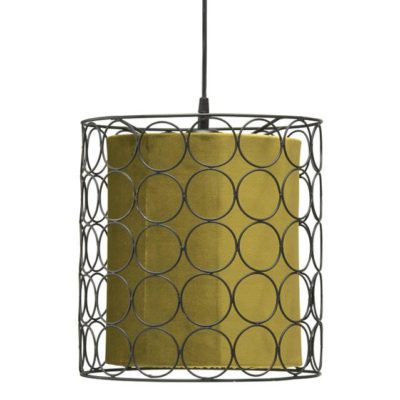 Nietypowa lampa wisząca Ring w musztardowym kolorze