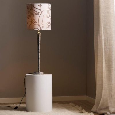 Nowoczesna lampa stołowa Bob z białym abażurem