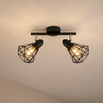 Czarna lampa sufitowa Miley 2 na metalowym stelażu
