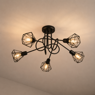 Czarna lampa sufitowa Miley 5 w nowoczesnym stylu