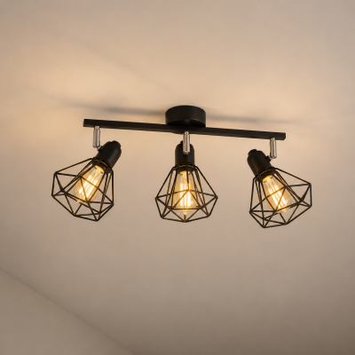 Czarna lampa sufitowa Miley 3 do salonu