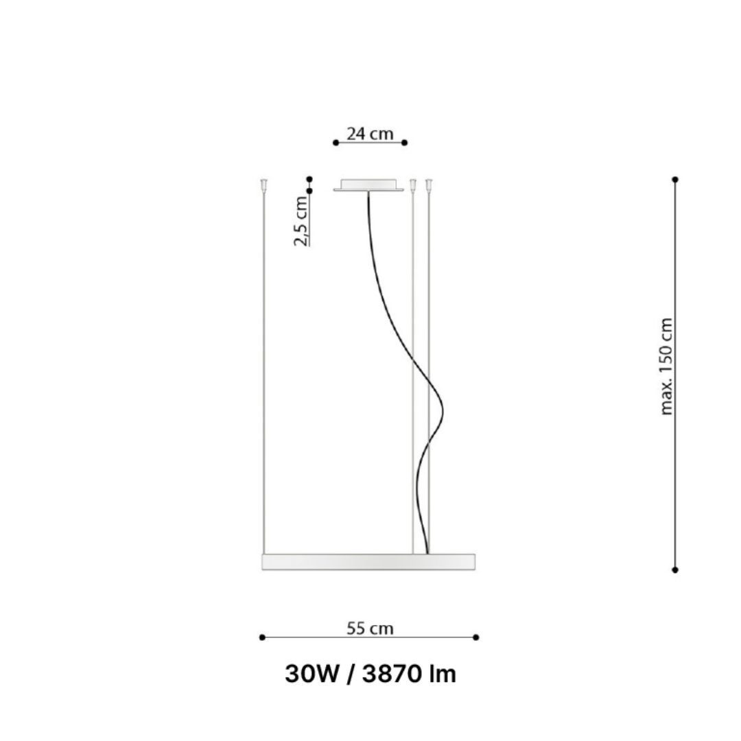 Elegancki żyrandol LED Rio do salonu ⌀ 55 cm