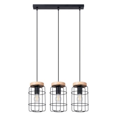 Czarna lampa wisząca Singh 3 na listwie