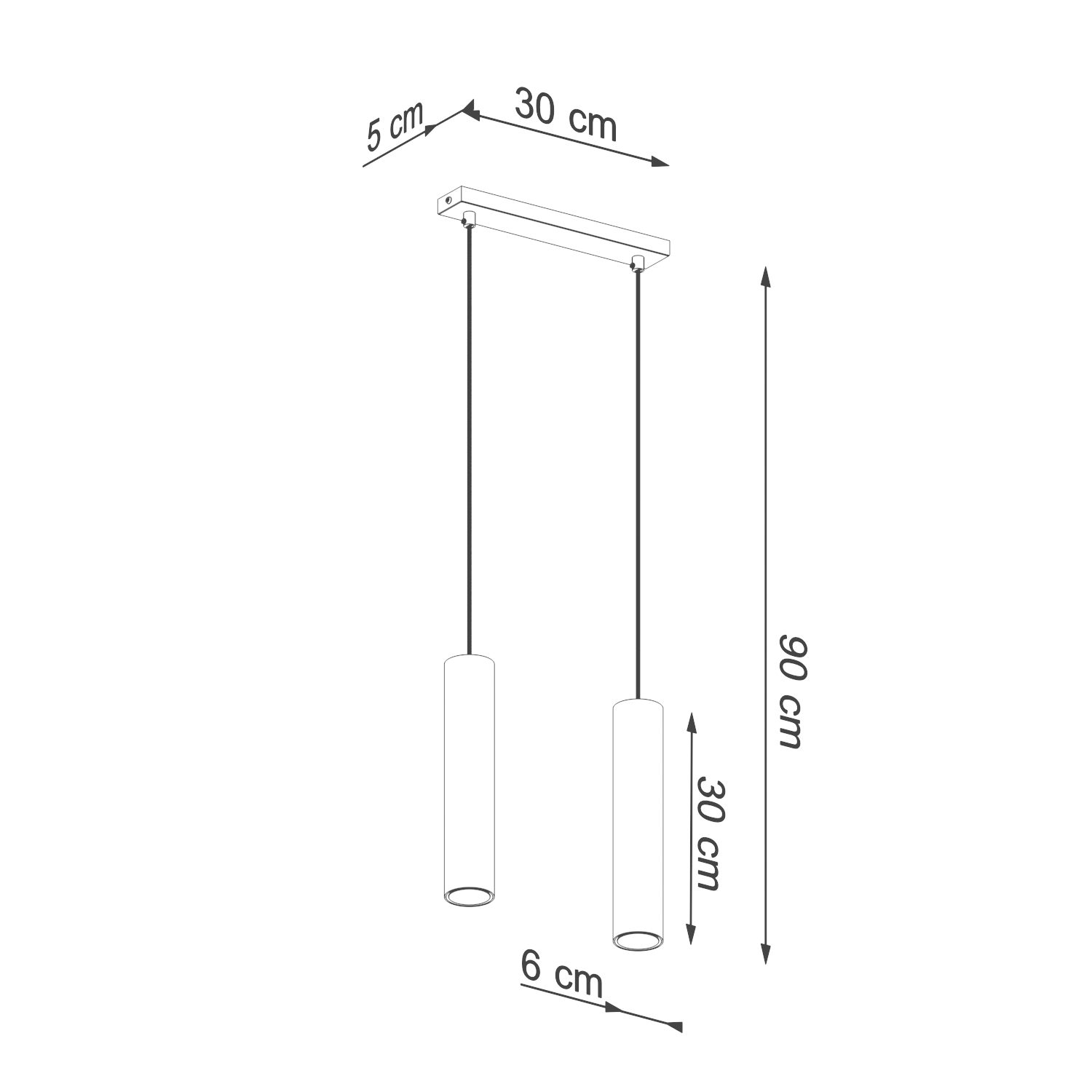 Nowoczesna lampa wisząca Chios 2 na listwie
