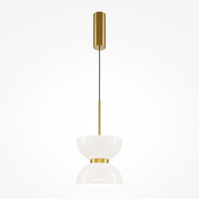 Złota lampa wisząca Kyoto z białym kloszem