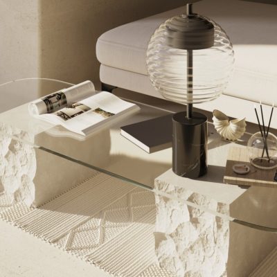 Nowoczesna lampa stołowa Mystic ze szklanym kloszem