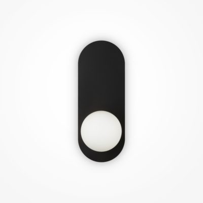 Czarny kinkiet ścienny Bao z białym kloszem