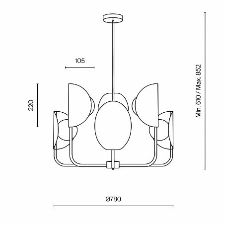 Metalowa lampa sufitowa Tropic 6 w mosiężnym kolorze