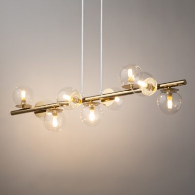 Nowoczesna lampa wisząca Abi 9 na złotym stelażu