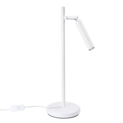 Biała lampa stołowa Afrodyzy o prostym designie
