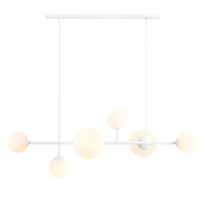 Biała lampa wisząca - kule Floki na listwie