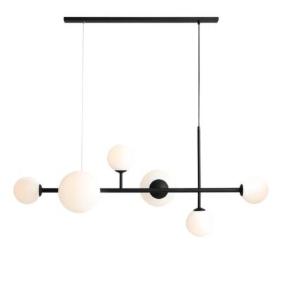 Czarny żyrandol z kulistymi kloszami Floki