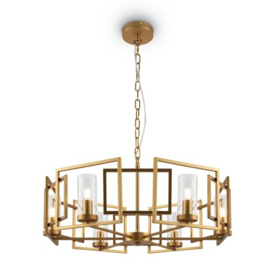 Złota lampa wisząca Bowi na metalowym stelażu