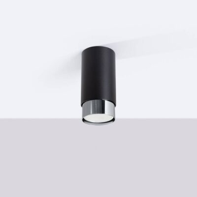 Prosty reflektor sufitowy Bazylides z chromowanym detalem