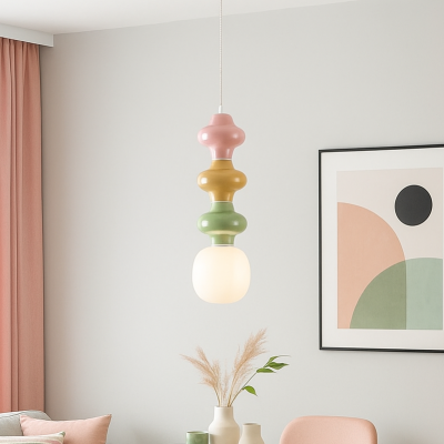 Wielokolorowa lampa wisząca Vilrosa C na metalowym stelażu