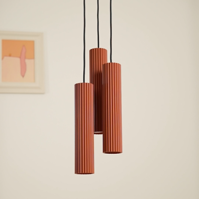 Kaskadowa lampa wisząca Dolkar 3 w ceglastym kolorze