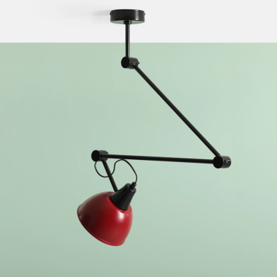 Regulowana lampa sufitowa z czerwonym kloszem Boe