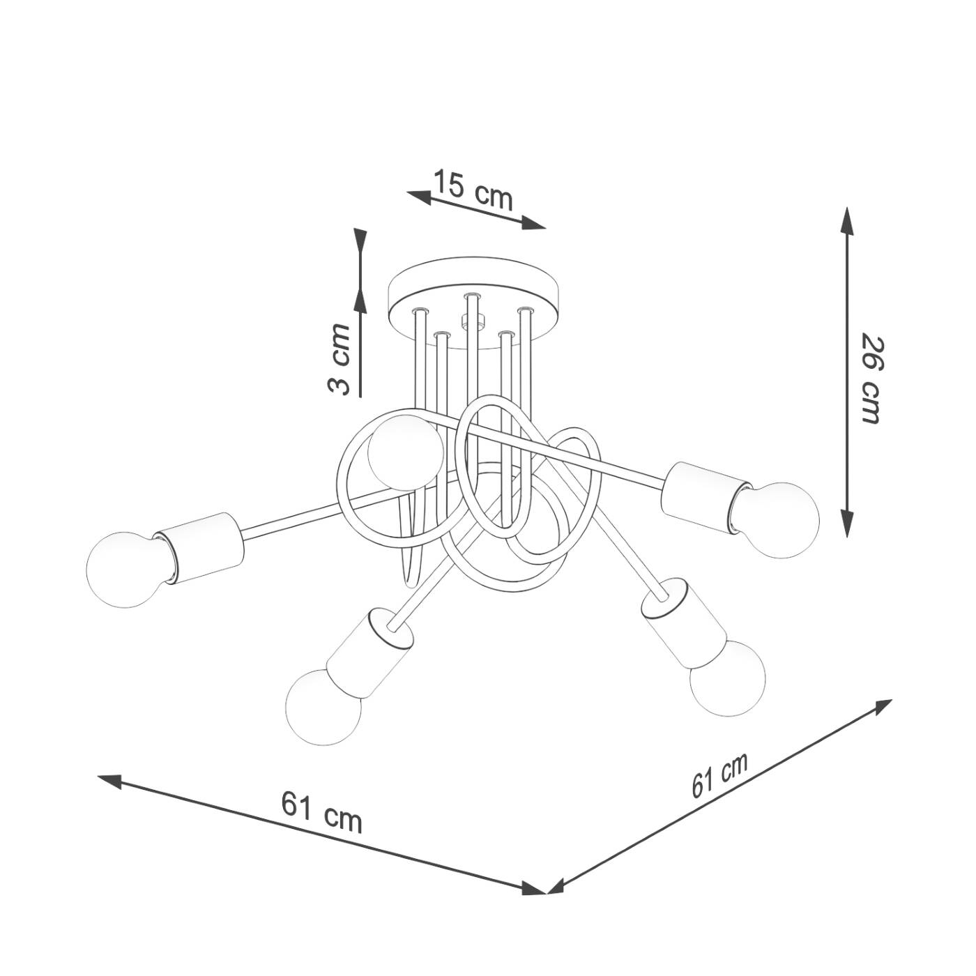 Lampa sufitowa Arnkatla 5 na okrągłej podsufitce