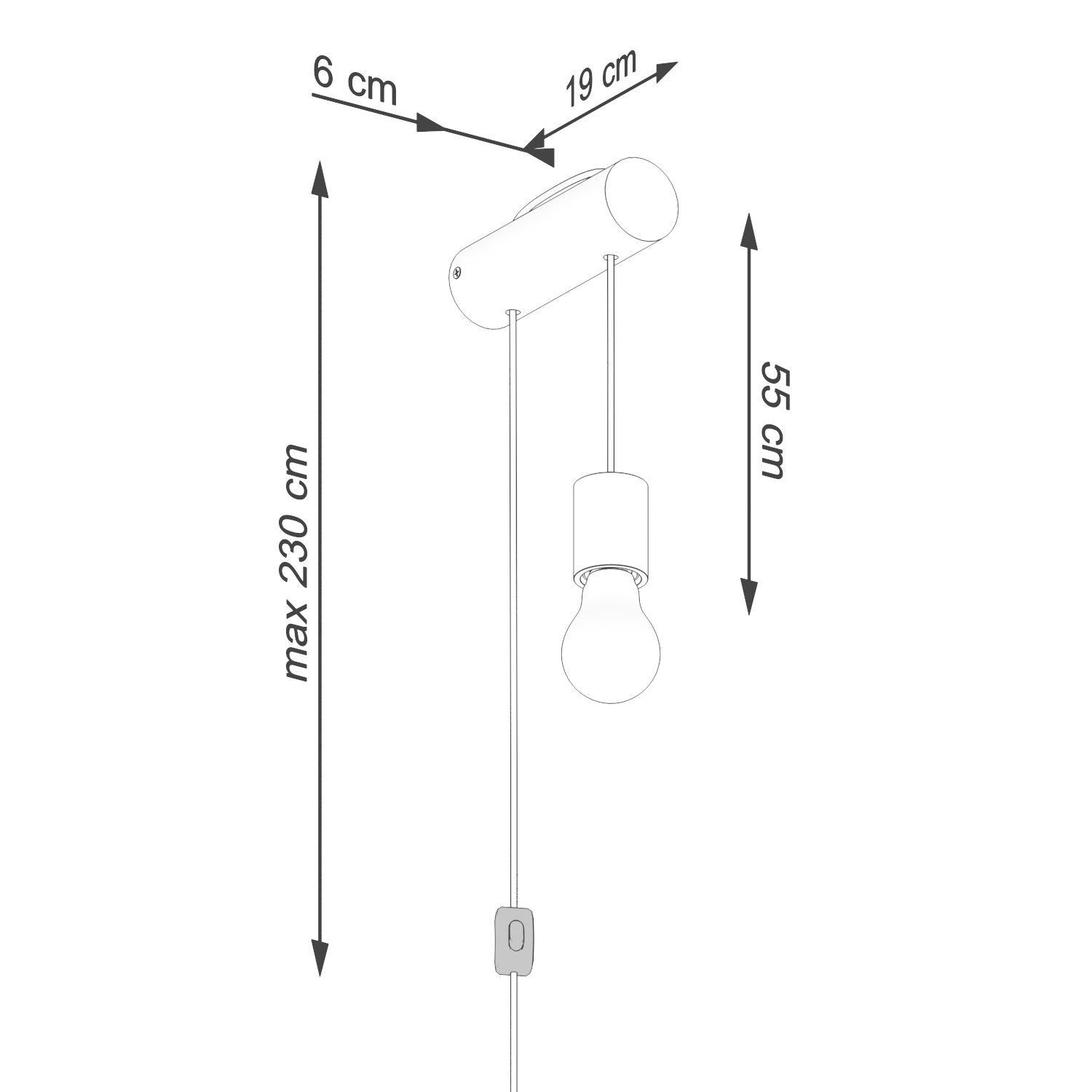 Drewniany kinkiet ścienny Arnkatla z włącznikiem