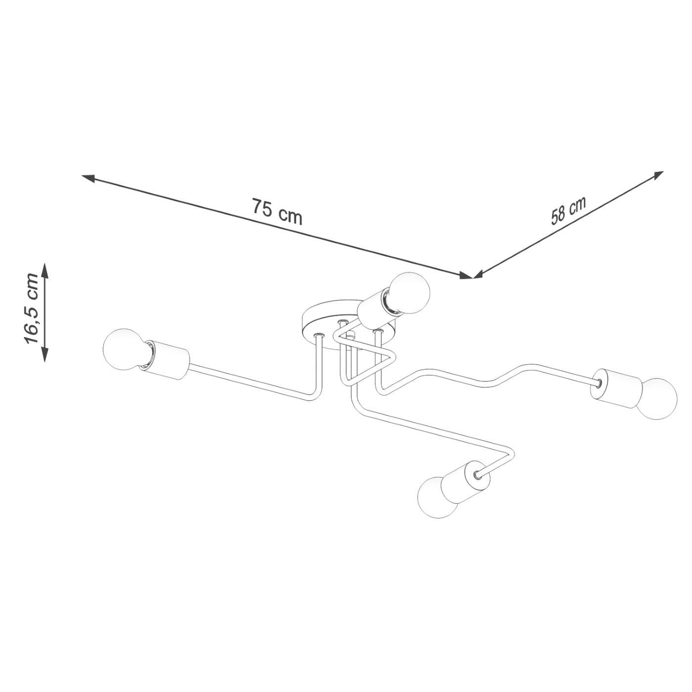 Czarna lampa sufitowa Gisli 4 na okrągłej podsufitce