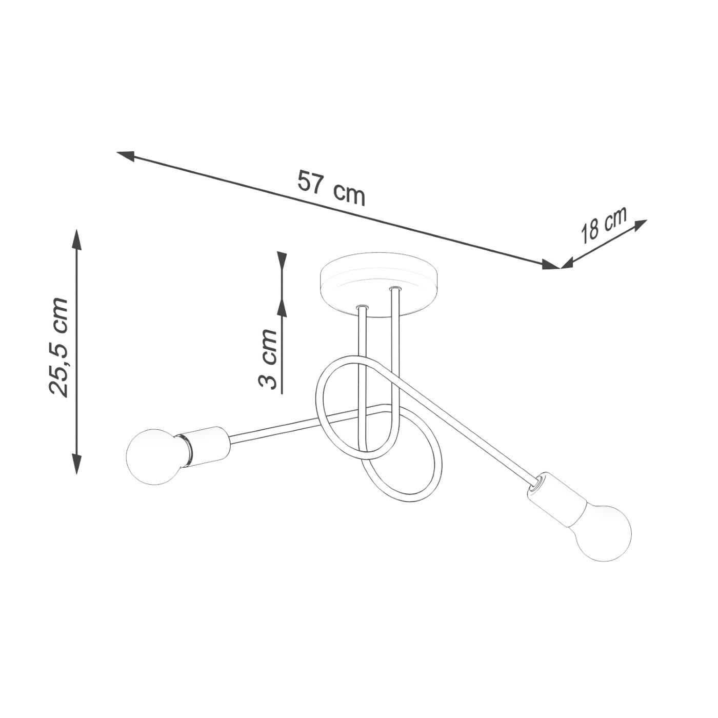 Czarna lampa sufitowa Eutyches 2 na metalowym stelażu
