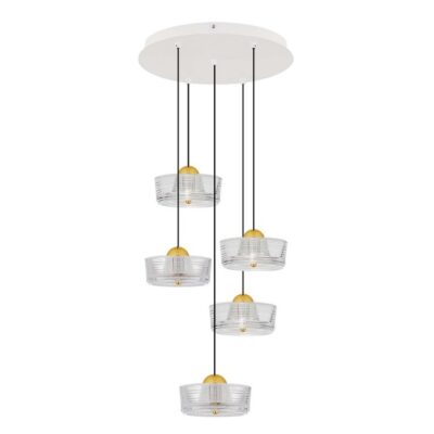 Elegancka lampa wisząca Espinar 5 na białym stelażu