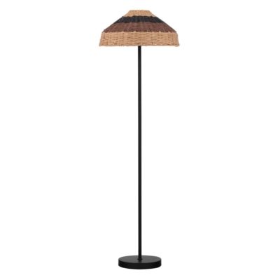 Nowoczesna lampa podłogowa Bermejo z plecionym kloszem