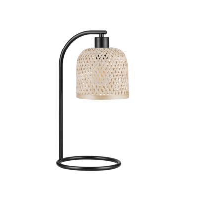 Bambusowa lampa stołowa Talitas na czarnym stelażu