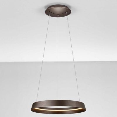 Brązowa lampa wisząca Batallas z okrągłym kloszem