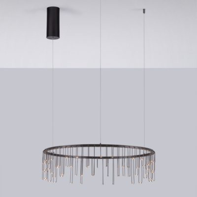 Czarna lampa wisząca Huaraz z okrągłym kloszem