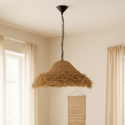 Pleciona lampa wisząca Allende w stylu boho