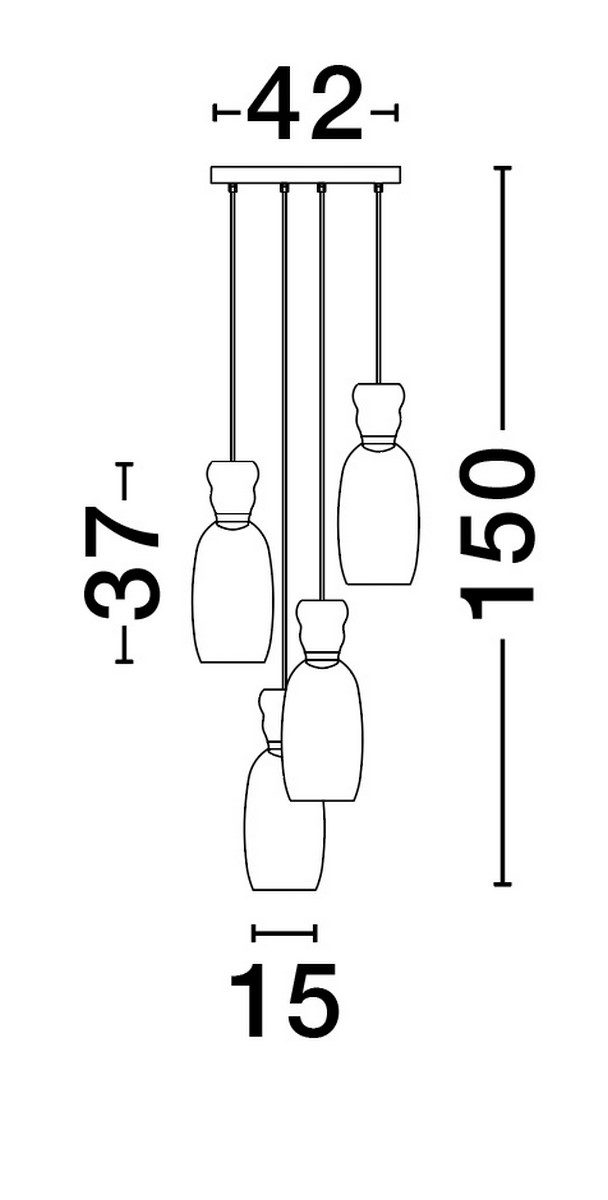 Wielokolorowa lampa kaskadowa Perene 4 na okrągłej podsufitce